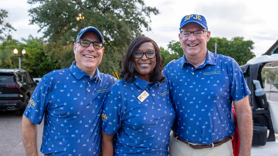 From left: Jesse Turtle, SPC Vice President of Institutional Advancement and Executive Director of the Foundation, SPC President Dr. Tonjua Williams, and Mike Carroll, SPC Foundation board member and donor