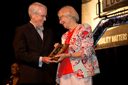 In 2014, then-SPC President Dr. Bill Law honored Helen Gilbart with the title of Professor Emerita