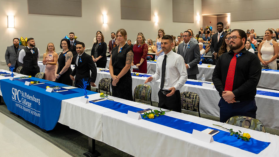 group of physical therapist assistant students at their pinning ceremony