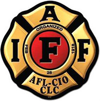 International Association of Firefighters logo in black, gold and red