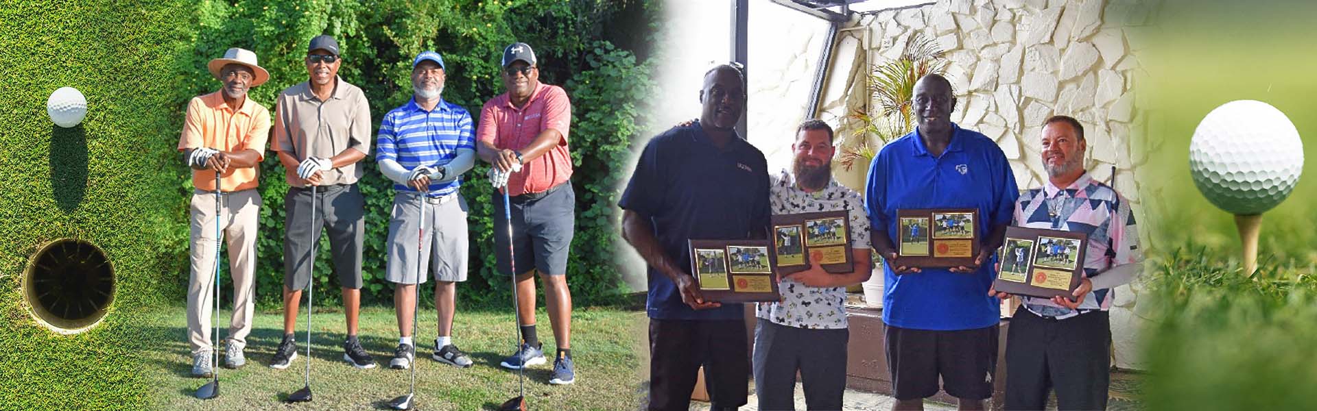 collage of golf tournament volunteers in different activities